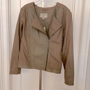 NWT Lucky Brand Leather & Linen Jacket Sz M
